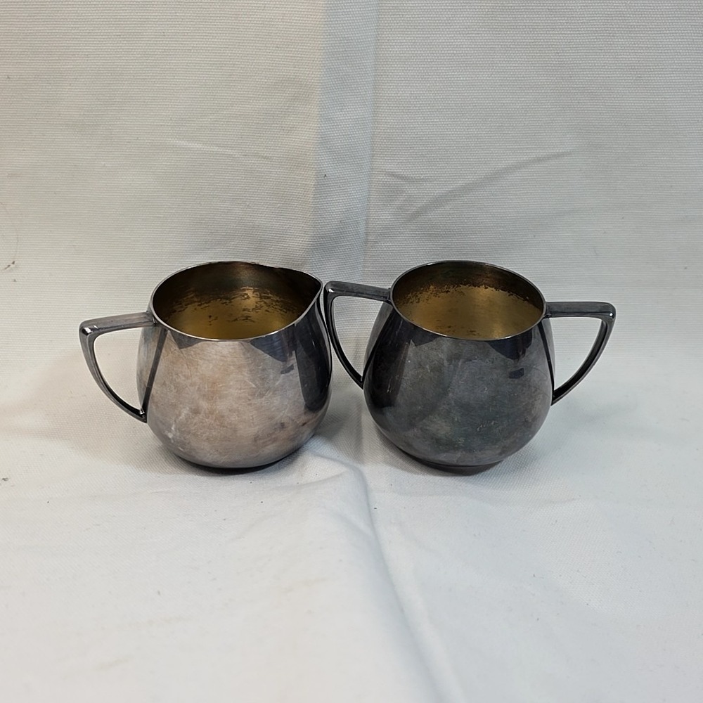 Empire Crafts Creamer And Sugar Bowl-4X SILVER PLATE-Pair